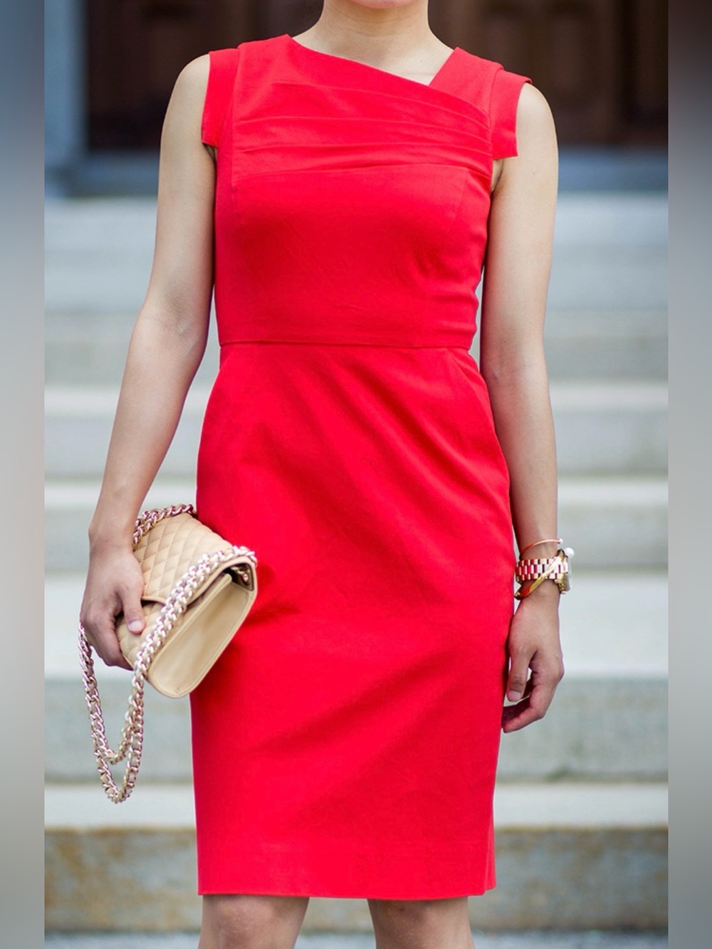J Crew promotion dress with asymmetrical neckline
